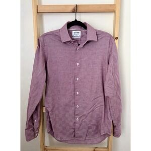 T.M Lewin Men's Slim Fit Long Sleeve Shirt Size 15.5 34.5 Deep Red Maroon